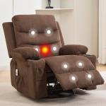 Compact Massage Recliner with Swivel and Cup Holder