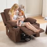 Compact Massage Recliner with Swivel and Cup Holder
