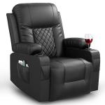 FURNIMAT Heated Massage Recliner Chair - Black