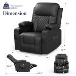 FURNIMAT Heated Massage Recliner Chair - Black