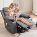 Massage Recliner Chair with Swivel, Heat, and Cup Holder