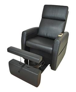 Pibbs PS9 Lounge Pedicure Chair with Vibration Massage - Motorized Recliner, Adjustable Footrest, Side Storage, Removable Accessories, Compact Platform for Spas & Salons, Black Upholstery, PIB-PS-9