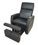 Pibbs PS9 Lounge Pedicure Chair with Vibration Massage - Motorized Recliner, Adjustable Footrest, Side Storage, Removable Accessories, Compact Platform for Spas & Salons, Black Upholstery, PIB-PS-9