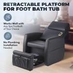 Pibbs PS9 Lounge Pedicure Chair with Vibration Massage - Motorized Recliner, Adjustable Footrest, Side Storage, Removable Accessories, Compact Platform for Spas & Salons, Black Upholstery, PIB-PS-9