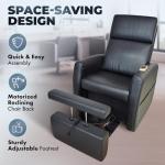 Pibbs PS9 Lounge Pedicure Chair with Vibration Massage - Motorized Recliner, Adjustable Footrest, Side Storage, Removable Accessories, Compact Platform for Spas & Salons, Black Upholstery, PIB-PS-9