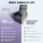 Pibbs PS9 Lounge Pedicure Chair with Vibration Massage - Motorized Recliner, Adjustable Footrest, Side Storage, Removable Accessories, Compact Platform for Spas & Salons, Black Upholstery, PIB-PS-9