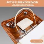 Shampoo Bowl Chair, Massage Shampoo Bed-Massage Table with Beige Minimalist Storage Design, Beauty Bed & Head Spa Equipment Includes Water Cycle, Smart Digital Display, Round Stool