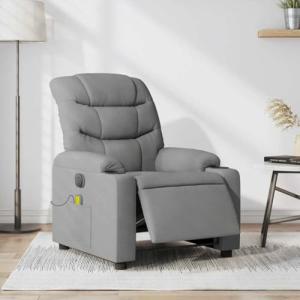 MOBCANT Electric Massage Recliner Chair Light Grey Polyester Metal Plywood Modern Smart Design for Relaxation Home Use