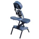 Master Massage Professional Lightweight Compact Folding Massage Chair – Adjustable Aluminum Chair with Wheeled Carrying Case– Ideal for Spa, Salon, and Tattoo Use – Blue