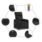 PUGYNBK Black Faux Leather Massage Recliner Chair with USB Vibration System, Adjustable Recline, Plush Padded Armrests, Modern Design for Living Room or Bedroom, Compact Size 35.2" W