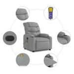Light Grey Adjustable Massage Recliner with USB Vibration