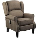 Brown wingback recliner chair with heat and massage, manual push-back wing back chair for living room comfort, polyester upholstered massage armchair with remote, compact reclining sofa for home