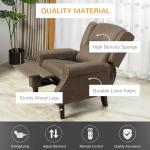 Brown wingback recliner chair with heat and massage, manual push-back wing back chair for living room comfort, polyester upholstered massage armchair with remote, compact reclining sofa for home