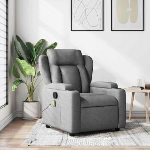 MNISDFL Dark Grey Massage Recliner Chair with USB Powered Relaxation Feature Adjustable Armrests and Footrests for Living Room Home Theater Comfortable Polyester Fabric Compact