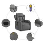 Dark Grey USB Massage Recliner Chair with Adjustable Features
