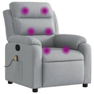 Light Grey Massage Recliner Chair with USB & Vibration