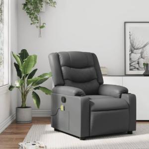 Gray Faux Leather Massage Recliner Chair