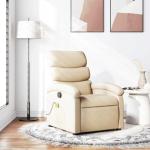 Cream Fabric Massage Recliner Chair with Adjustable Features