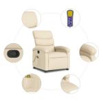 Cream Fabric Massage Recliner Chair with Adjustable Features