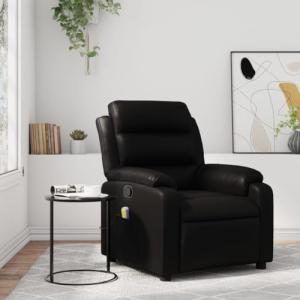 Keeushr Compact Massage Recliner in Black Faux Leather