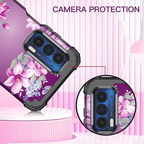 Purple Floral Shockproof Case for Motorola Moto Edge