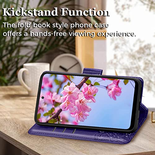 Purple Butterfly Wallet Case for Moto G Power 2022