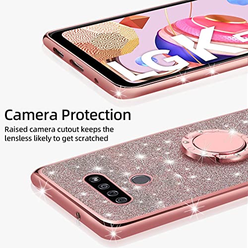 Glitter Rose Soft Clear TPU LG K51 Phone Case