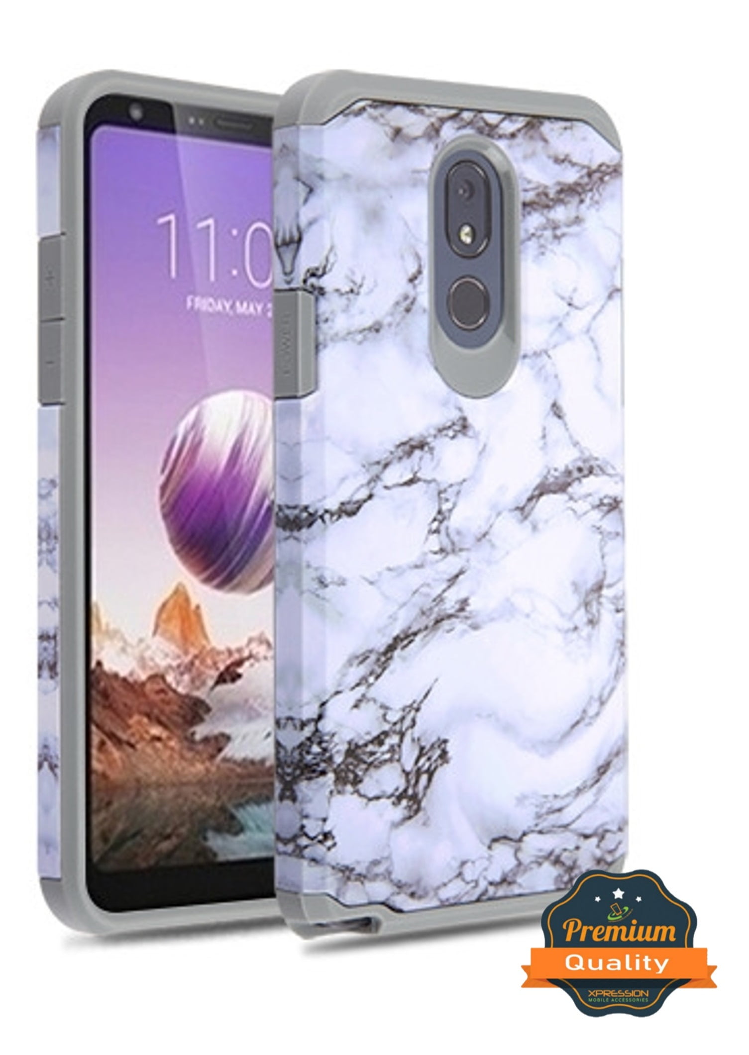 White Marble Stone LG Stylo 5 Shockproof Case
