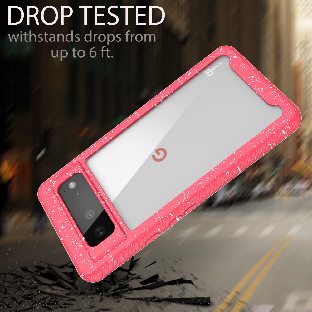 Military Grade Google Pixel 6 Case, Pink/White Splash