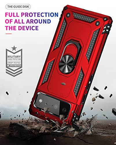 Androgate Red Pixel 6 Case with HD Screen Protector