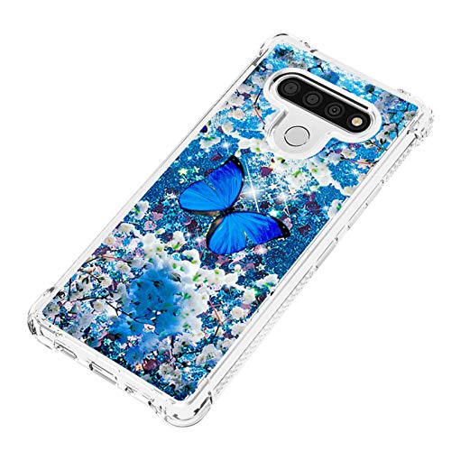 Blue Butterfly Glitter Liquid Case for LG Stylo 6