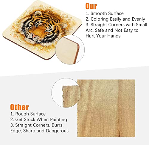 42 Piece Unfinished Wood Square Slices for DIY Crafts