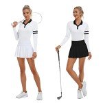 Soneven Women's Moisture-Wicking Long Sleeve Golf Polo