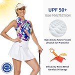 Sleeveless Leaf Print Golf Tops for Women