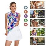 Sleeveless Leaf Print Golf Tops for Women