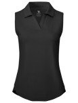 Women's Lightweight Sleeveless Golf Polo - Black