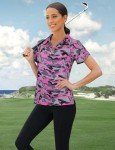 Plus Size Women's Golf 1/4 Zip Top - Pink Camo