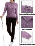Women's Lilac Argyle Quarter Zip Golf Sweater