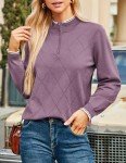 Women's Lilac Argyle Quarter Zip Golf Sweater
