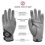 Zero Friction Men's Cabretta Elite Golf Glove, Grey