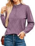 Women's Lilac Argyle Quarter Zip Golf Sweater