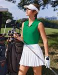 PINSPARK Women's Sleeveless Golf Polo Shirt - Green