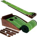 Indoor/Outdoor Golf Putting Green Mat with Ball Return