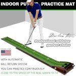 Indoor/Outdoor Golf Putting Green Mat with Ball Return