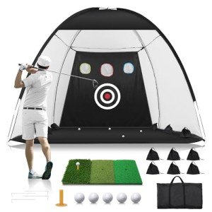 10x7FT Golf Practice Net with Turf Mat