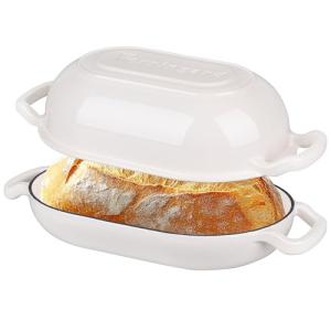 VORRINGARD Enameled Cast Iron Sourdough Bread Oven, Dutch Oven, Loaf Cast Iron Bread Pan for Homemade Bread Baking, Meatloaf Pan with Lid, 5QT, White