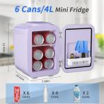 YASHE Mini Fridge, 4 Liter Makeup Fridge, 110V AC/ 12V DC Thermoelectric Cooler and Warmer Small Fridge for Bedroom, Drink, Dorm, Car, Purple
