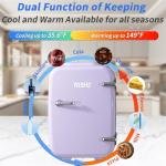 YASHE Mini Fridge, 4 Liter Makeup Fridge, 110V AC/ 12V DC Thermoelectric Cooler and Warmer Small Fridge for Bedroom, Drink, Dorm, Car, Purple