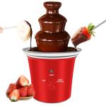 MINI Chocolate Fountain Machine Small Electric Chocolate Fondue Fountain Machine for Party for Candy Butter Cheese (Red)