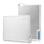 KITEXPERT Stainless Steel Cutting Boards for Kitchen, Double Sided Metal Cutting Board with 360° Stand Garlic Presser Knife Sharper, Large Cutting Board 304 Steel and PP 16.5"×12", Easy to Clean